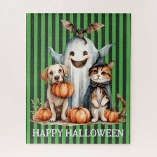 Rompecabezas de Halloween con gatos y perros