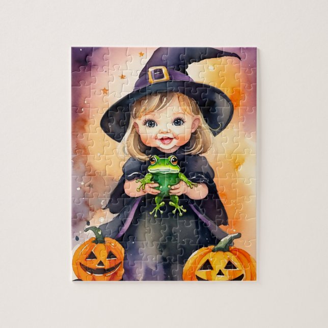 Rompecabezas de Halloween Curtan Pequeña Bruja (Vertical)