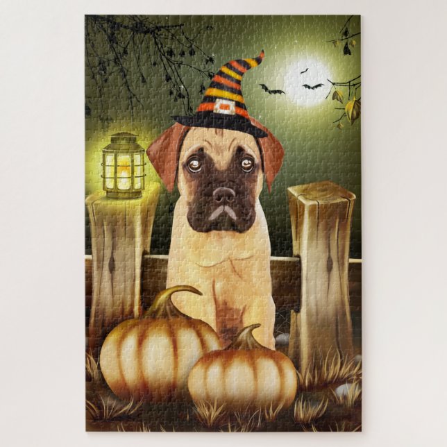 Rompecabezas de Halloween de Bullmastiff (Vertical)