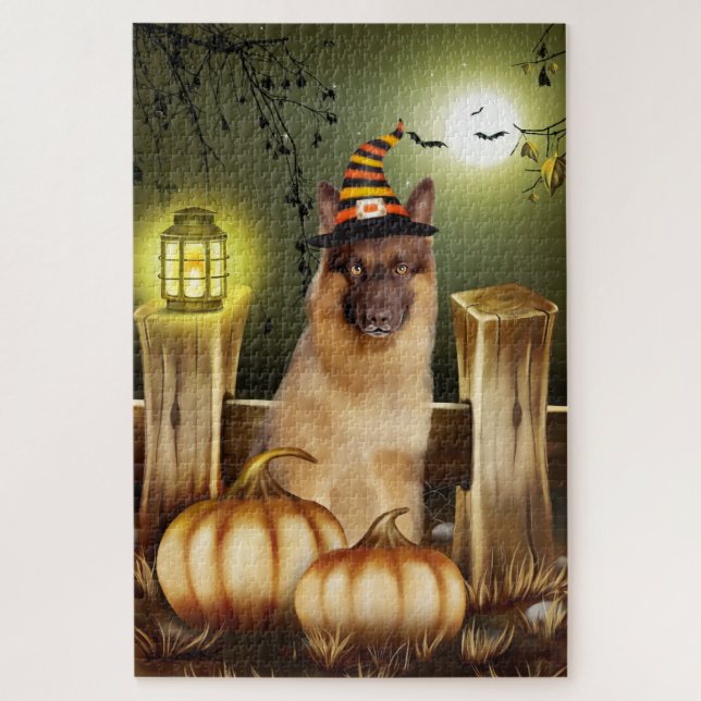 Rompecabezas de Halloween de Pastor Alemán (Vertical)