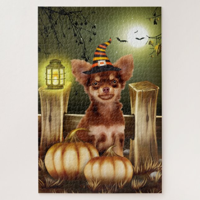 Rompecabezas de Halloween de perro Chihuahua (Vertical)