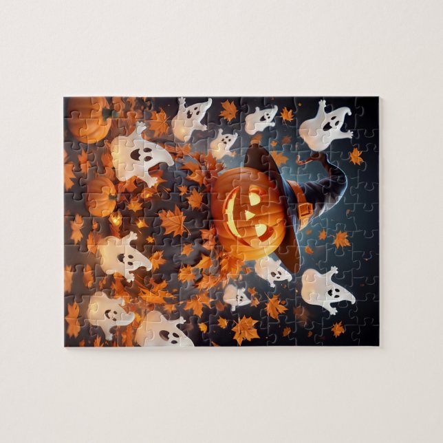 Rompecabezas de Halloween personalizado - Fantasma (Horizontal)
