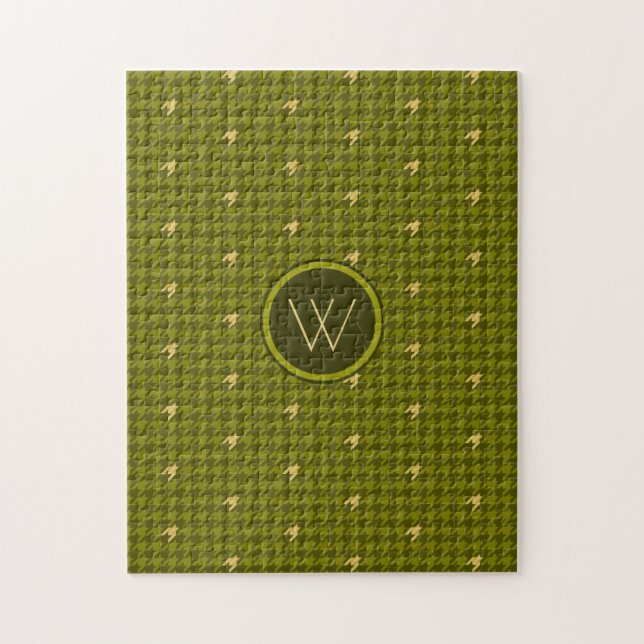 Rompecabezas de Houndstooth con acento dorado y ol (Vertical)