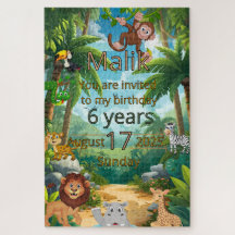 Rompecabezas de invitación del partido Jungle pers