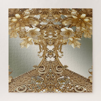 Rompecabezas de jigsaw con ornato de oro moderno