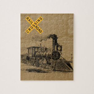 Rompecabezas de jigsaw decorativo de trenes de épo