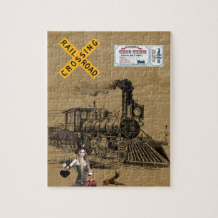 Rompecabezas de jigsaw decorativo de trenes de épo