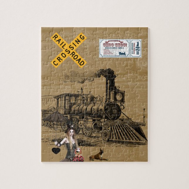 Rompecabezas de jigsaw decorativo de trenes de épo (Vertical)