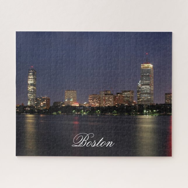 Rompecabezas de Jigsaw en el Skyline de Boston Mas (Horizontal)