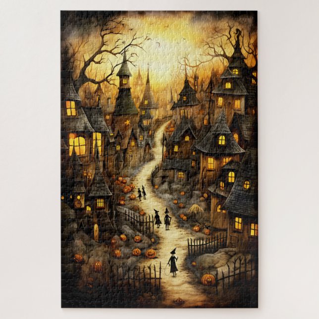 Rompecabezas de Jigsaw Town de Halloween (Vertical)