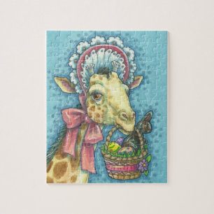ROMPECABEZAS DE JIRAFA CON SOMBRERO DE PASCUA