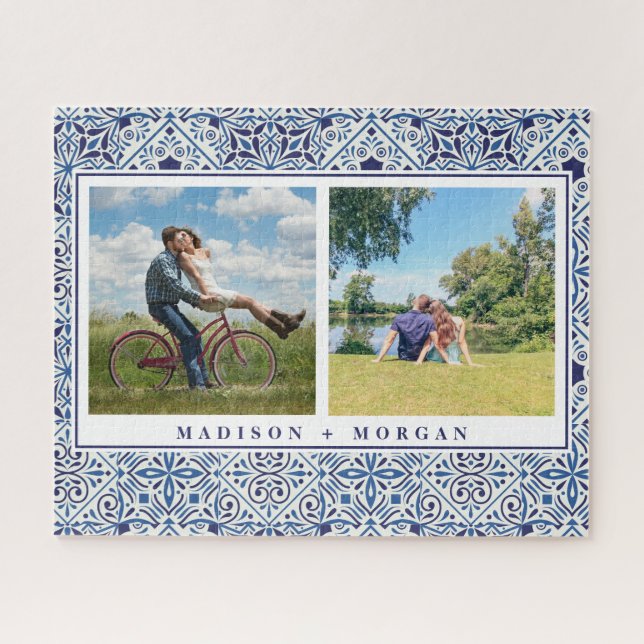 Rompecabezas de Keepsake Photo con azulejos portug (Horizontal)