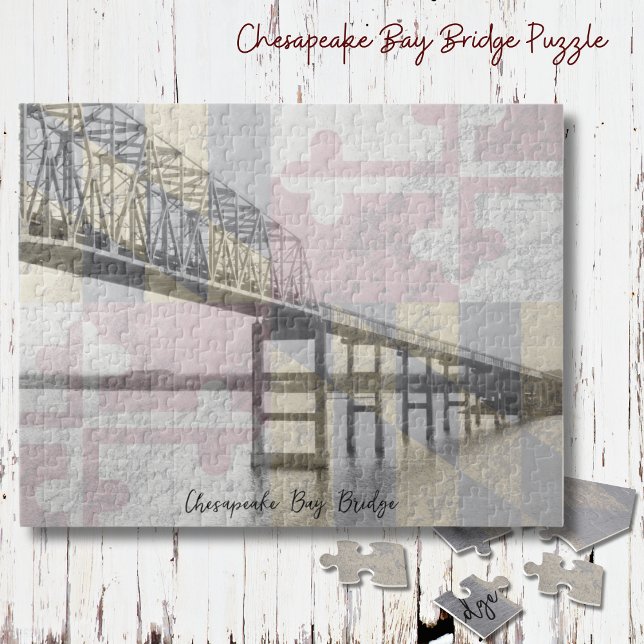 Rompecabezas de la bandera de Maryland del puente  (Personalize this cool puzzle of the Chesapeake Bay Bridge in Maryland!)