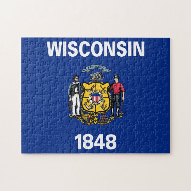 Rompecabezas de la bandera del estado de Wisconsin (Horizontal)