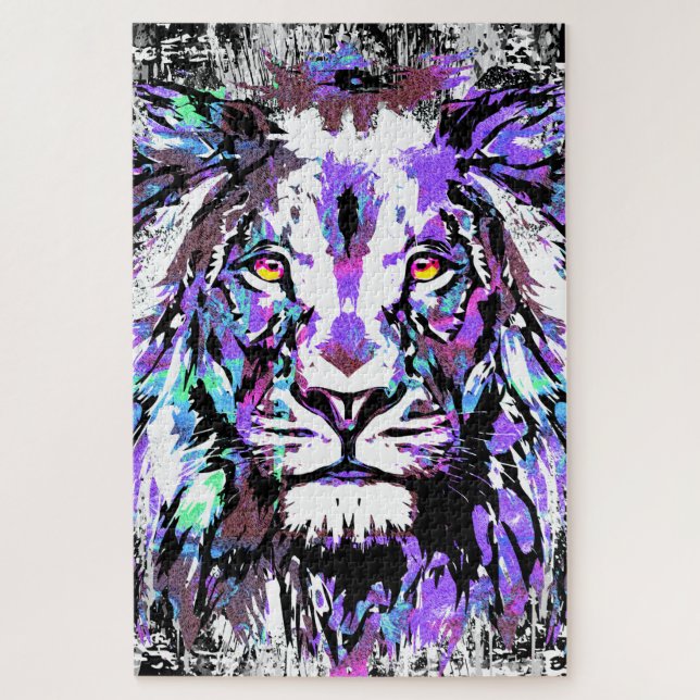 Rompecabezas de la cabeza de los leones azules - R (Vertical)