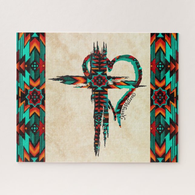 Rompecabezas De La Cruz Suroeste Y HeartJigsaw (Horizontal)