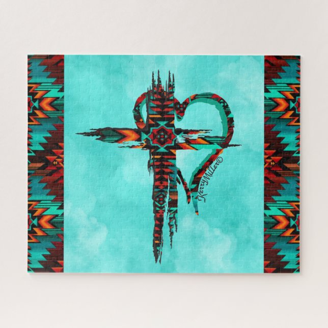 Rompecabezas De La Cruz Suroeste Y HeartJigsaw (Horizontal)