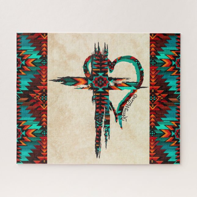 Rompecabezas De La Cruz Suroeste Y HeartJigsaw (Horizontal)