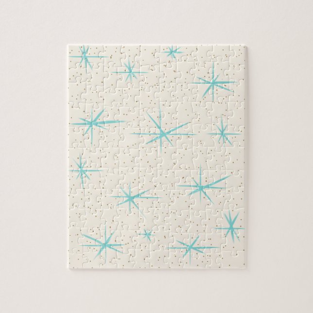 Rompecabezas de la era espacial Turquesa Starburro (Vertical)