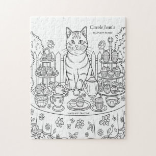 Rompecabezas de la fiesta del té del gato y dulces
