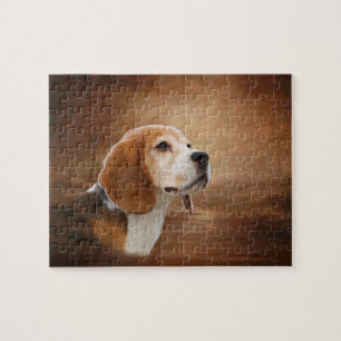 Rompecabezas de la foto del beagle con la caja de