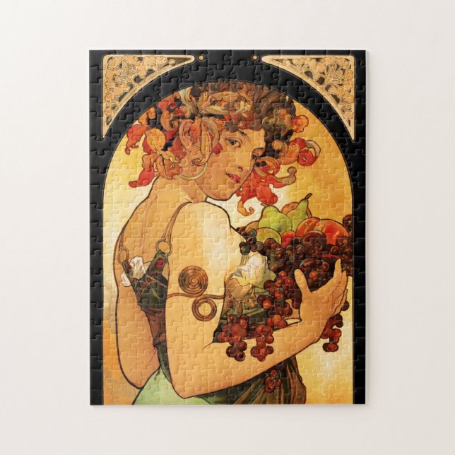 Rompecabezas de la fruta de Alfonso Mucha (Vertical)