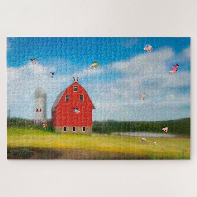 Rompecabezas de la granja de cerdos voladores (Horizontal)