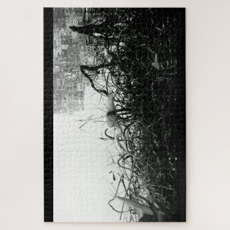 Rompecabezas de la grúa blanca y negra