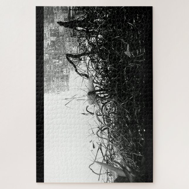 Rompecabezas de la grúa blanca y negra (Vertical)