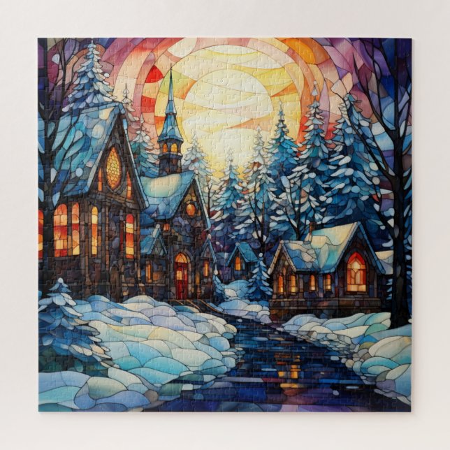 Rompecabezas de la Iglesia del Vidrio Manchado (Vertical)