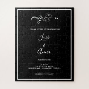 Rompecabezas de la invitación a la boda de hojas b