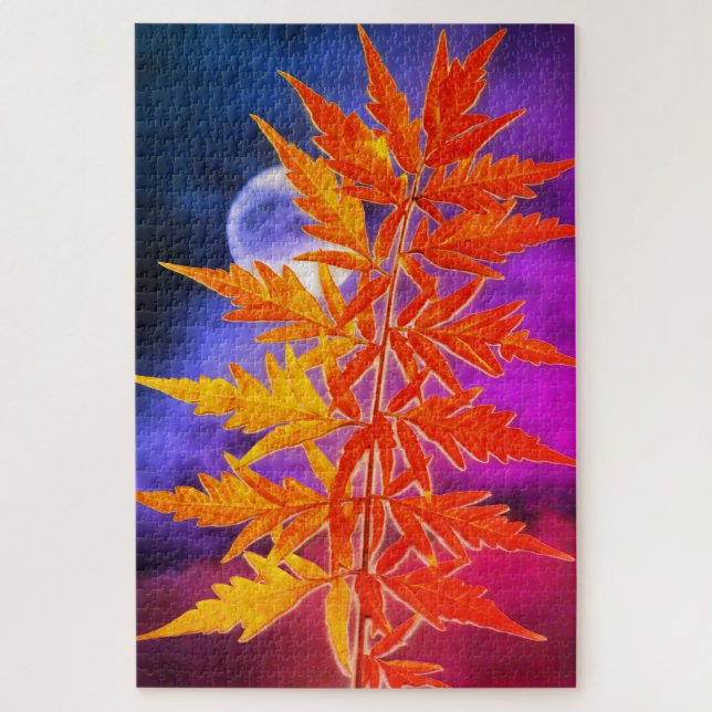 Rompecabezas de la luna y la hoja (Vertical)