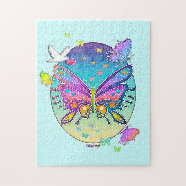 Rompecabezas de la mariposa del arco iris (Vertical)