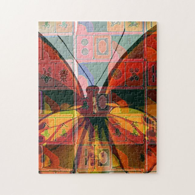 rompecabezas de la mariposa del jongg del mah (Vertical)