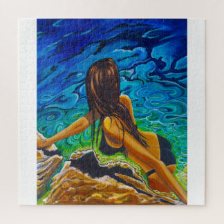 Rompecabezas de la mujer en bikini negro