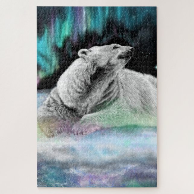 Rompecabezas de la noche del oso polar (Vertical)