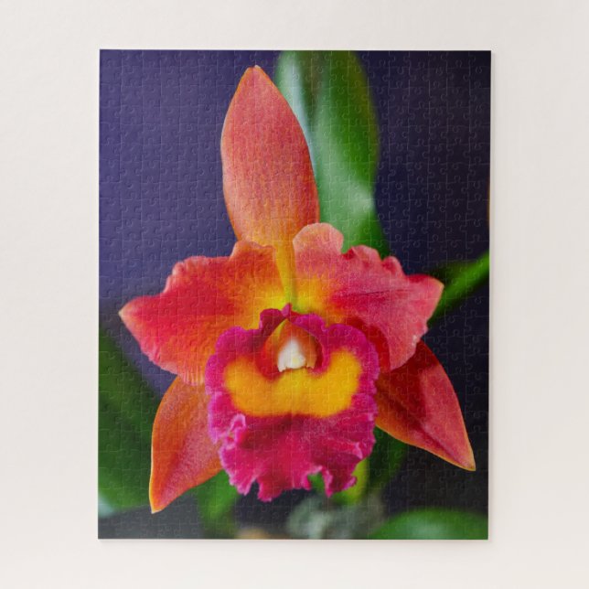 Rompecabezas de la orquídea roja y el Naranja (Vertical)
