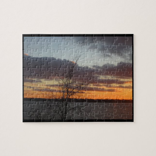 Rompecabezas de la puesta del sol del lago (Horizontal)