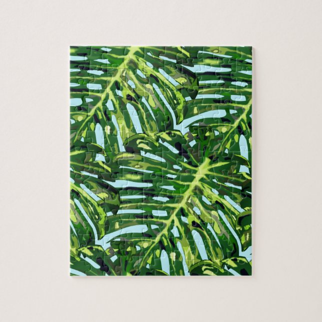 Rompecabezas de las hojas tropicales de Monstera (Vertical)