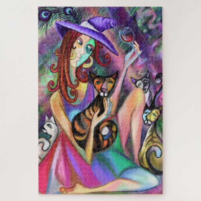 Rompecabezas de las mujeres y los gatos (Vertical)