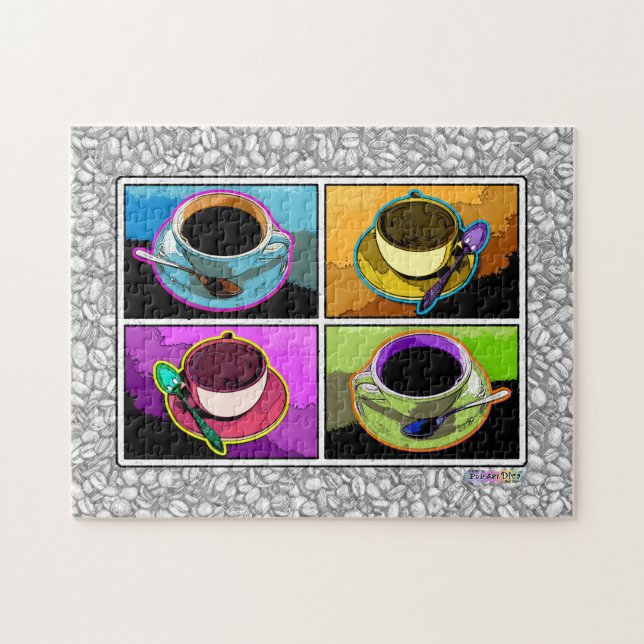 Rompecabezas de las tazas de café del arte pop (Horizontal)
