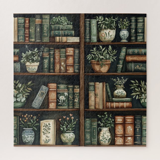 Rompecabezas de libros y flores (Vertical)