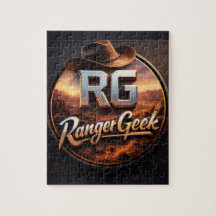 Rompecabezas de logo al estilo vaquero de Range ge