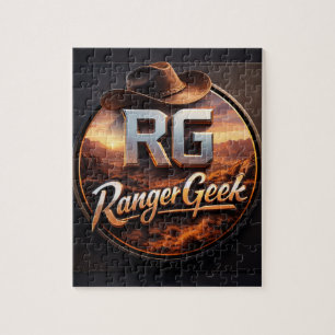 Rompecabezas de logo al estilo vaquero de Range ge