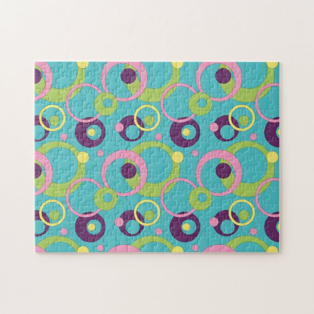 Rompecabezas de los Círculos Azules Funky (Horizontal)