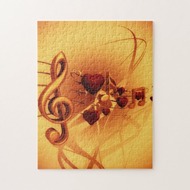 Rompecabezas de los corazones de la nota musical (Vertical)