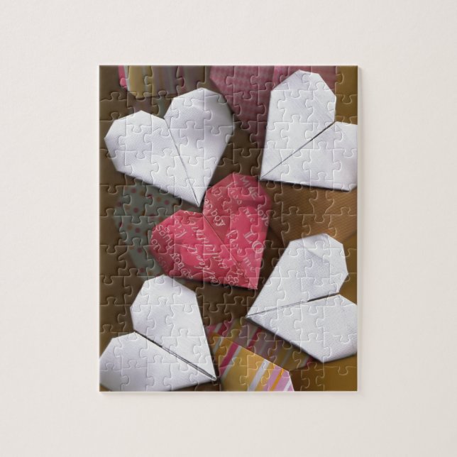 Rompecabezas de los corazones de Origami (Vertical)