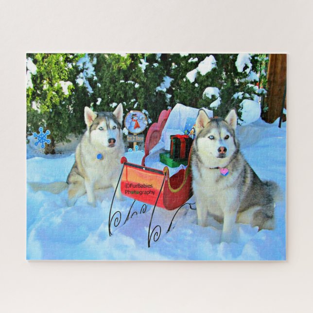 Rompecabezas de los Navidades de los Huskies siber (Horizontal)