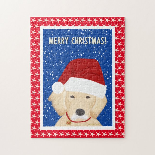 Rompecabezas de los Navidades de Oro de Santa Dog  (Vertical)