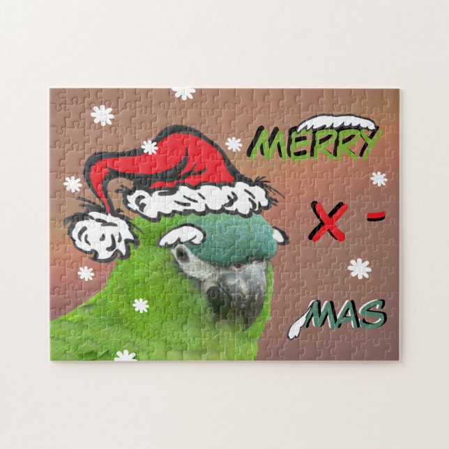 Rompecabezas de los navidades: Green Lorikeet Sant (Horizontal)